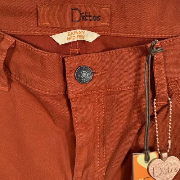 Dittos‎ Rust Skinny Jeans Size 28 Women's Cotton Blend Front Pockets Hand Dyed - Picture 7 of 10